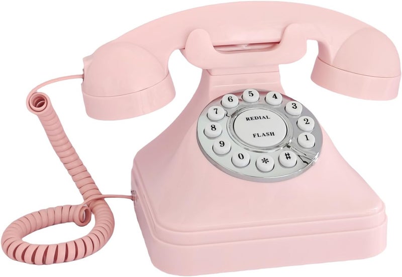 TelPal Corded Pink Retro Landline Home Phone, Basic Pink Decorative Analog Telephone Set, Senior Phone for Home/Office/Hotel - Image 4